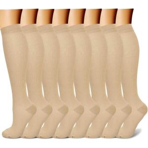 imageCHARMKING Compression Socks for Women ampamp Men Circulation 8 Pairs 1520 mmHg is Best Support for Athletic RunningHiking09 BeigeBeigeBeigeBeigeBeige
