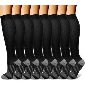 imageCHARMKING Compression Socks for Women ampamp Men Circulation 8 Pairs 1520 mmHg is Best Support for Athletic RunningHiking11 BlackBlackBlackBlackGrey