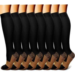 imageCHARMKING Compression Socks for Women ampamp Men Circulation 8 Pairs 1520 mmHg is Best Support for Athletic RunningHiking11 Copper BlackBlackBlackBlackBlack