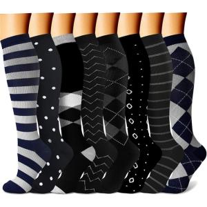 imageCHARMKING Compression Socks for Women ampamp Men Circulation 8 Pairs 1520 mmHg is Best Support for Athletic RunningHiking20 GrayBlackBlackBlackBlack