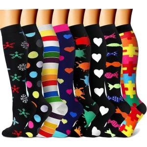 imageCHARMKING Compression Socks for Women ampamp Men Circulation 8 Pairs 1520 mmHg is Best Support for Athletic RunningHiking23 BlackBlackRainbowNavyBlack
