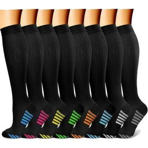 imageCHARMKING Compression Socks for Women ampamp Men Circulation 8 Pairs 1520 mmHg is Best Support for Athletic RunningHiking29 GreyBluePinkYellowPurple
