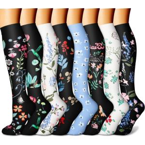 imageCHARMKING Compression Socks for Women ampamp Men Circulation 8 Pairs 1520 mmHg is Best Support for Athletic RunningHiking38 GreenBlackWhiteGreenGreen